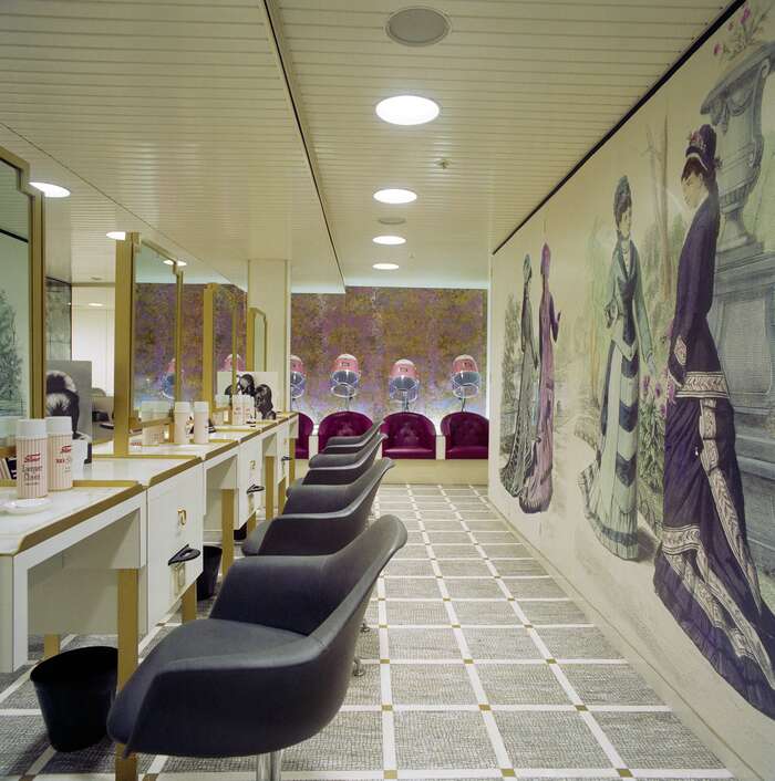 Ladies hairdressing salon, QE2, 1969
