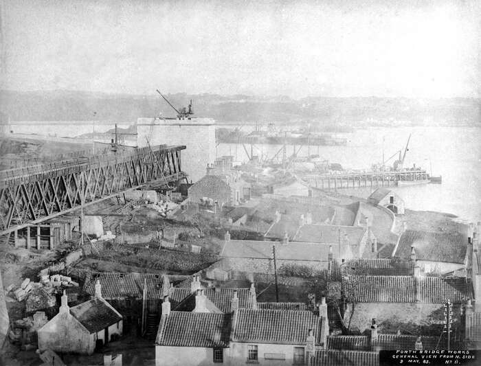 Forth Bridge during construction, 1884