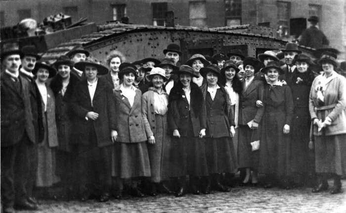 Women and tank, c 1918