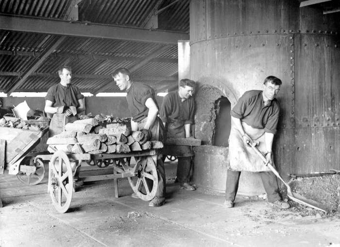 Loading furnace at Carron Works, 20th century