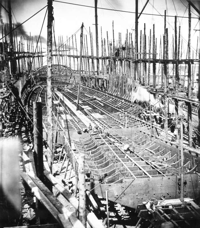 HMS Terrible, view of the keel under construction, 1894