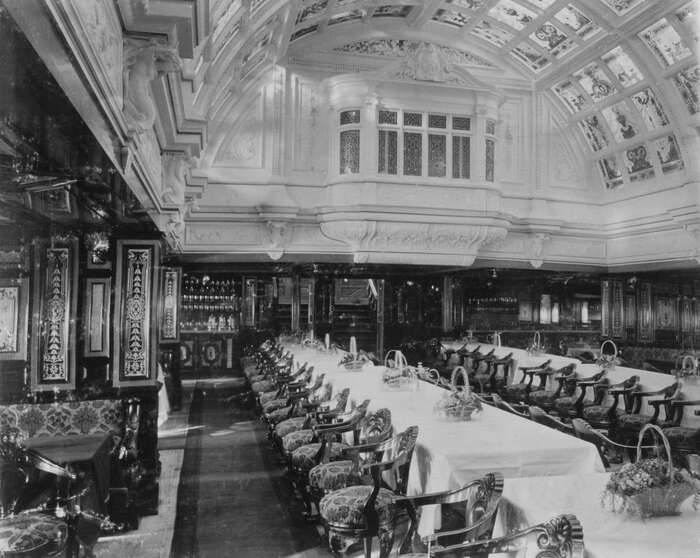 The saloon of the ocean liner, SS City of New York, 1888