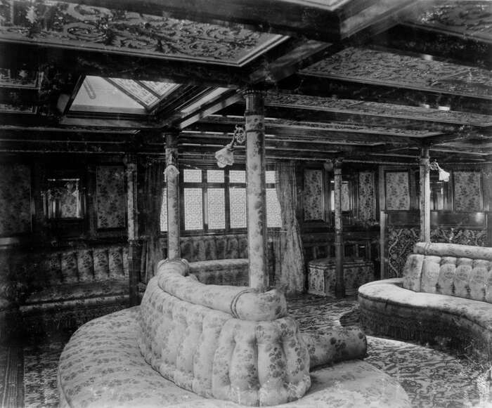 The music room of the ocean liner, SS City of New York, 1888