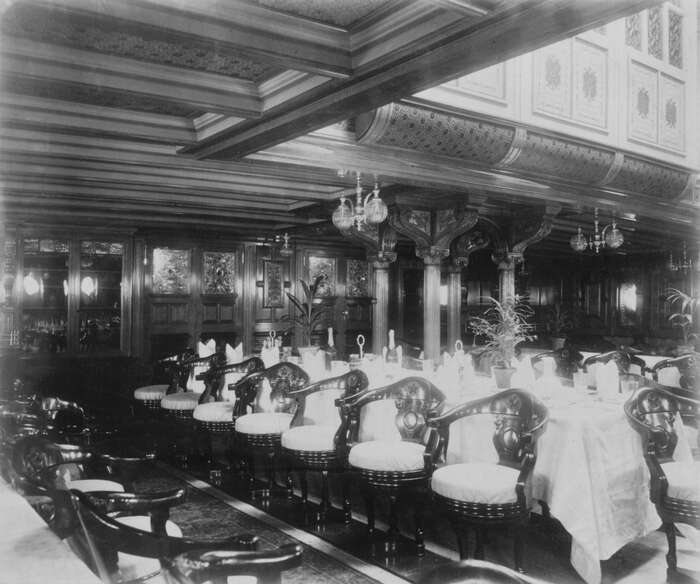 Interior of the saloon of the SS Friesland, 1889