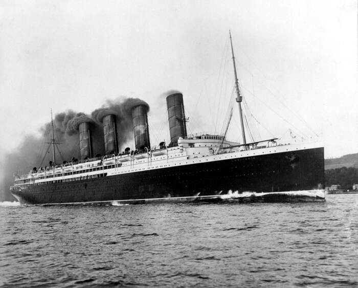 RMS Lusitania on sea trials in the Firth of Clyde, 1907