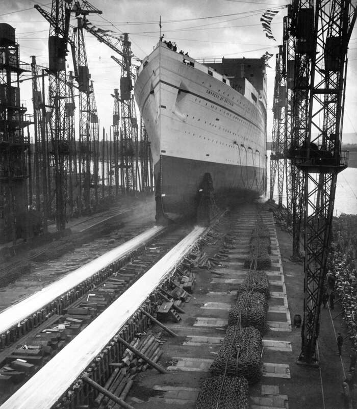 Launch of the Canadian Pacific Line ocean liner the RMS Empress of Britain