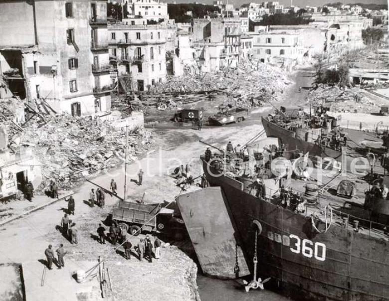 Tank landing ships in Anzio harbour, 1944