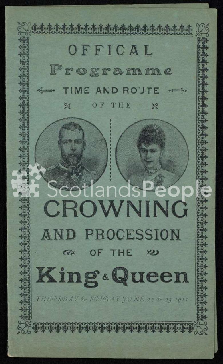 Programme for coronation of King George V and Queen Mary, 1911