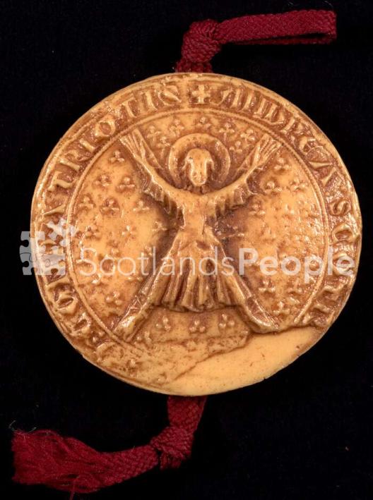 Seal of the Guardians of Scotland, 1292 Facsimile of the seal of the Guardians of Scotland showing St Andrew on the cross