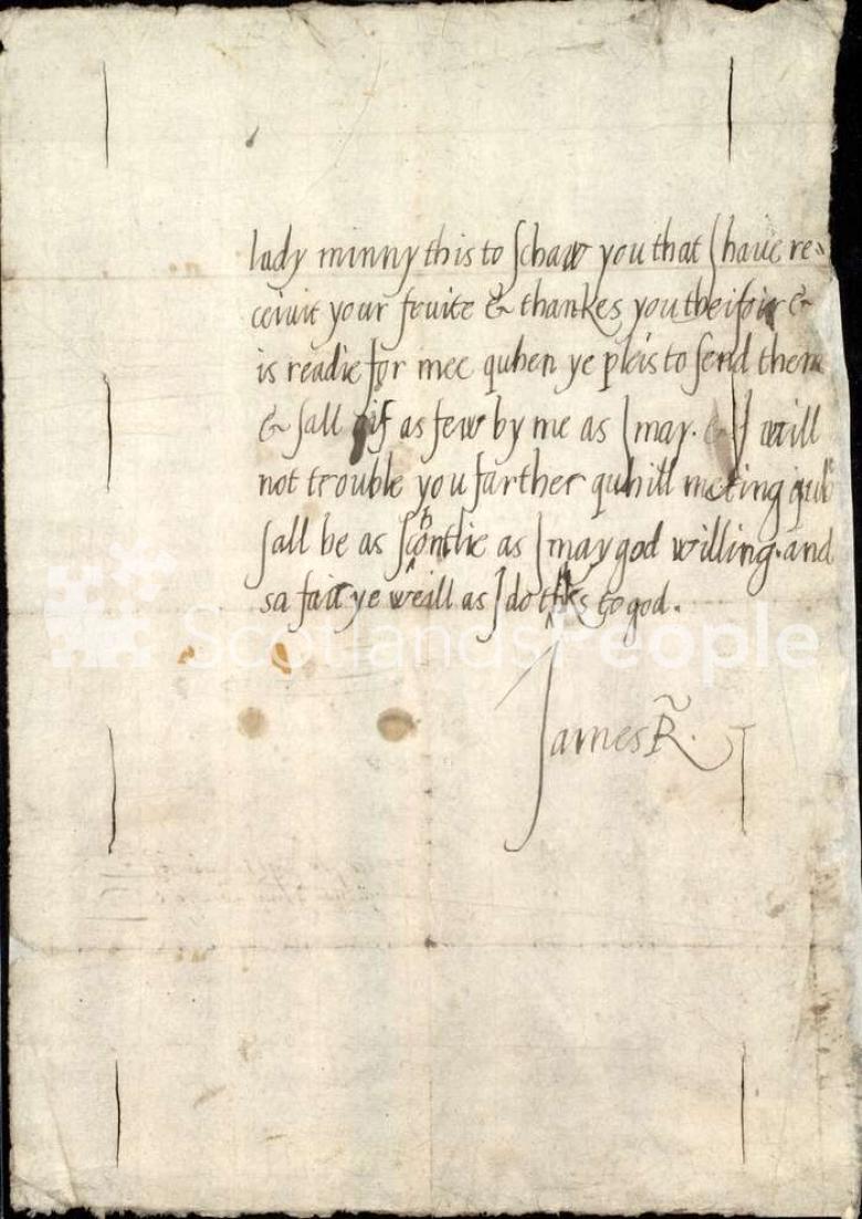Letter of King James VI, 1570s