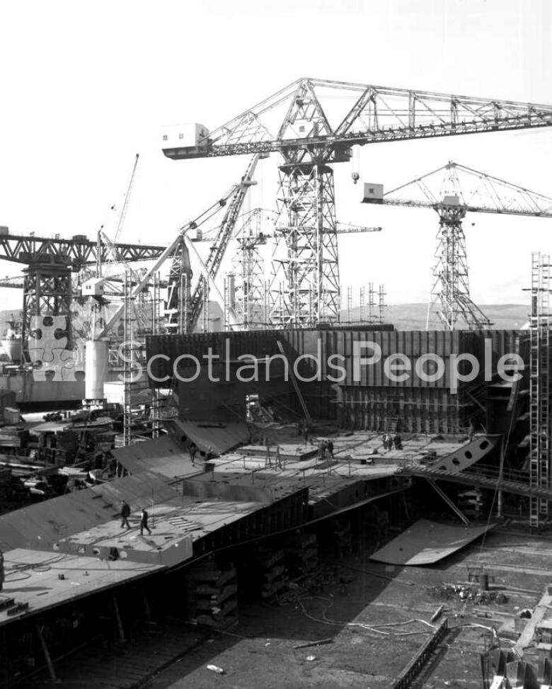 RMS Queen Elizabeth 2 under construction, 1966