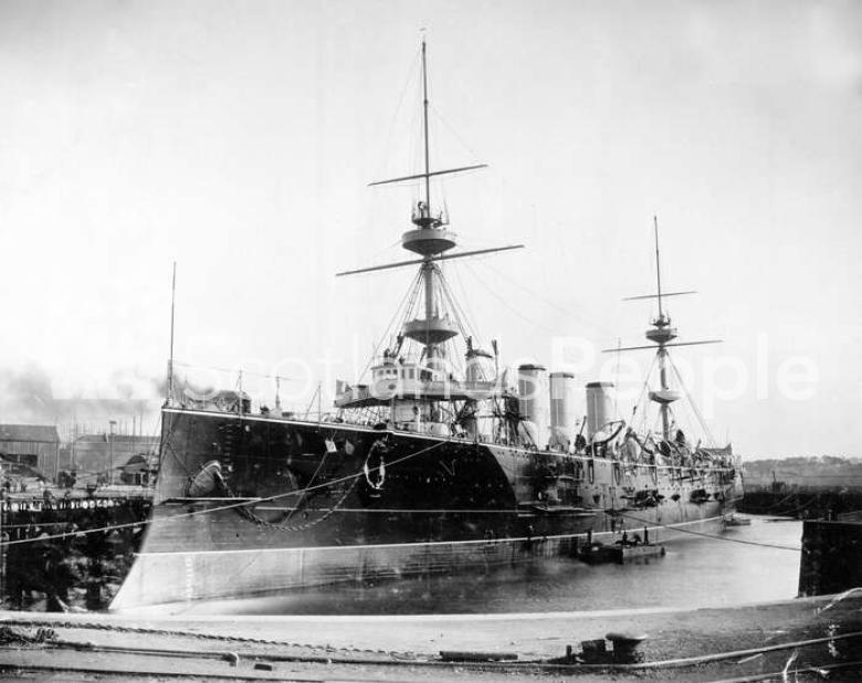 HMS Terrible, view of the port side from the bow end, 1895