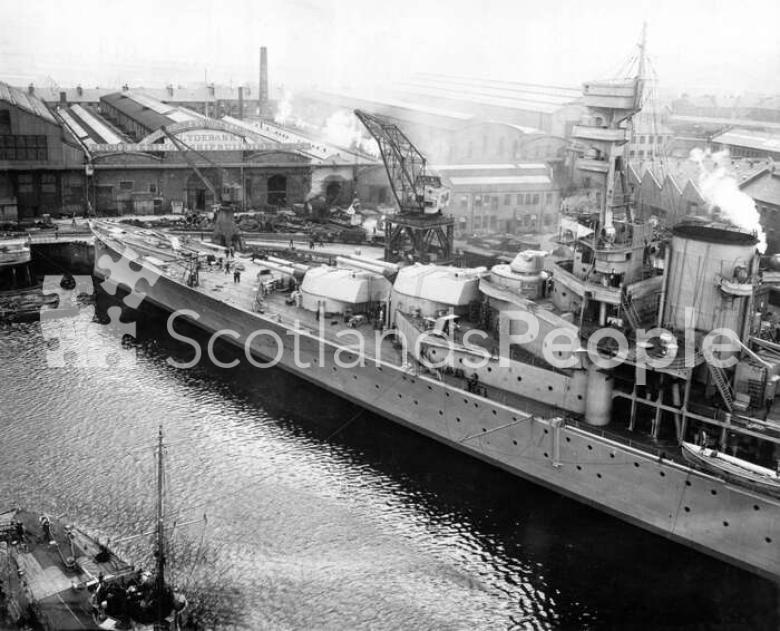 HMS Repulse, Royal Navy Reknown-Class Battlecruiser in dock shortly before commissioning, 2nd August 1916