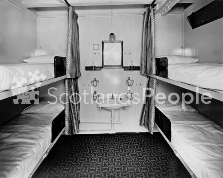 Tourist Cabin No. 636 (4 Berth) on \"C\" Deck of Canadian Pacific Line liner SS Duchess of Bedford, 1928