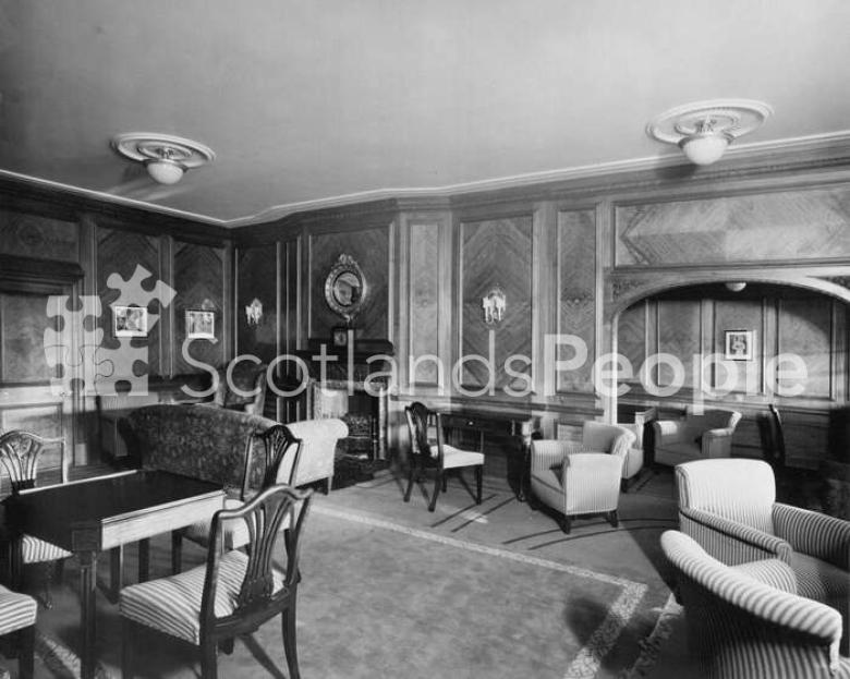 Cabin Drawing Room \"A\" Deck looking forward on the Canadian Pacific Line liners SS Montcalm & SS Montclare