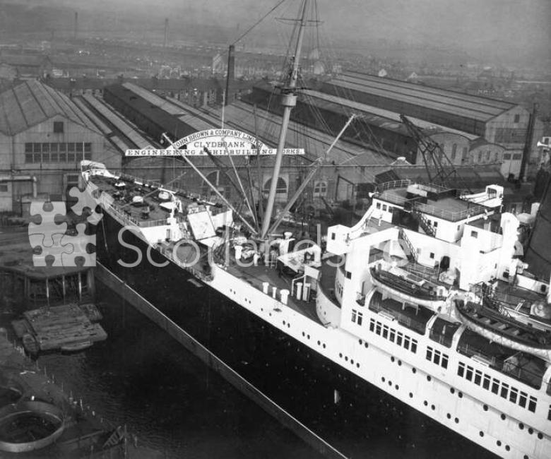Fore end of the Cunard line ocean liner RMS Queen Mary