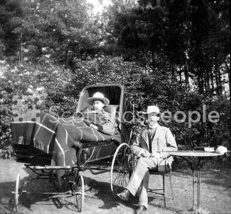 Gentleman in Victorian wheelchair, late 19th century