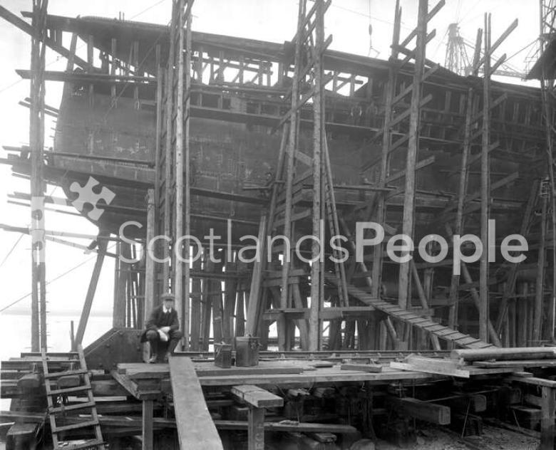 Stern of HMS Tiger under construction on the slip way
