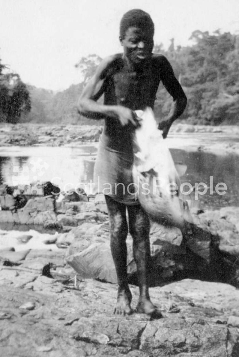 A Cameroonian with a goose near Bakebbi, Cameroon