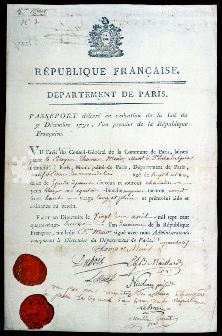 Thomas Muir's passport