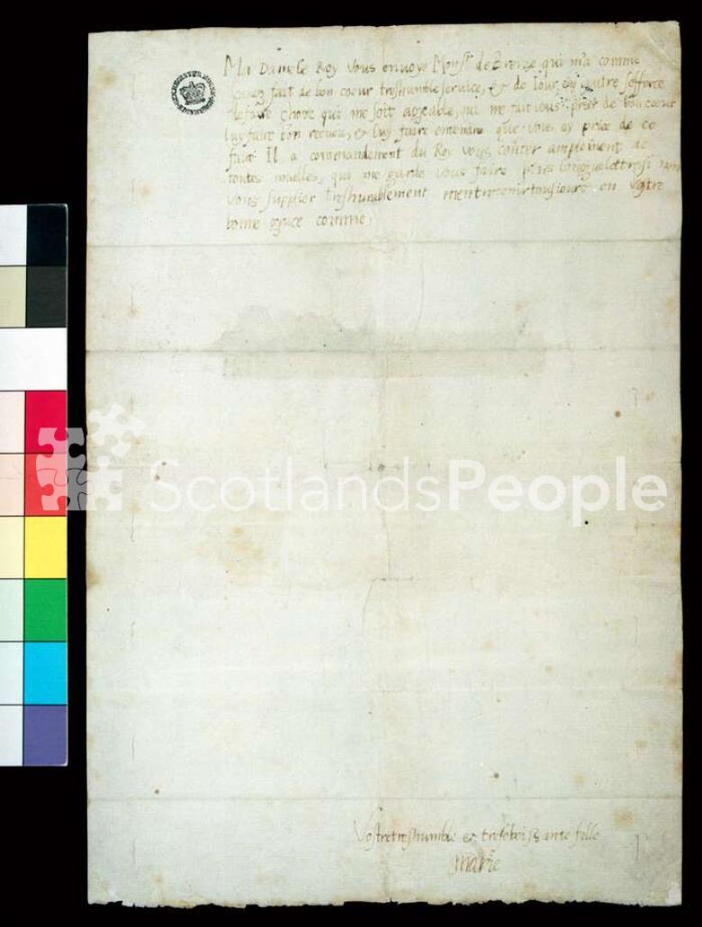 Letter from Mary Queen of Scots