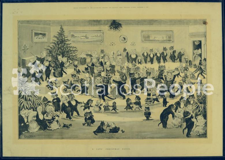 Cats' Christmas dance scene as published in the Illustrated Sporting and Dramatic News