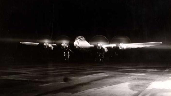 Lancaster bomber at night 1939-1945