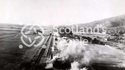 Japanese train in Burma after attack by RAF, 1945 Japanese train in Burma after attack by RAF, 1945