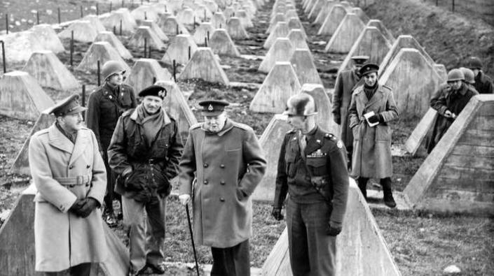 Winston Churchill at the Siegfried Line, 1945