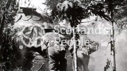 Tank and infantryman, Far East, c 1944 Tank and infantryman, Far East, c 1944