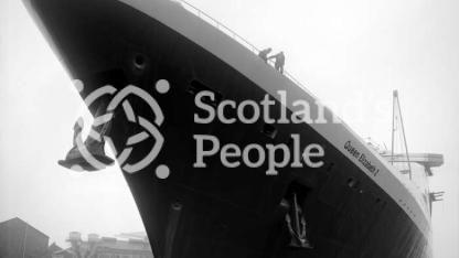 Bow and anchors of RMS Queen Elizabeth 2, Clydebank, 1968 Bow and anchors of RMS Queen Elizabeth 2, Clydebank, 1968