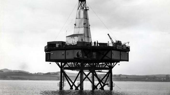 Sea boring tower in the Forth, 1955