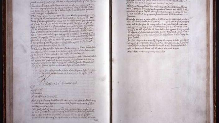 Last pages of Acts of Parliament of Scotland, 1706