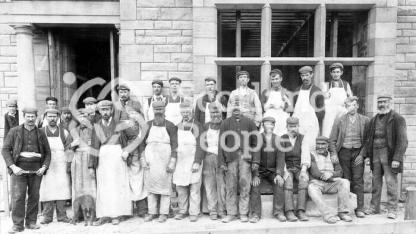 Workmen outside bank building in East Linton, c 1896 Workmen outside bank building in East Linton, c 1896