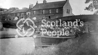 Sunday school outing onboard barge at Ratho, Edinburgh, 1920 Sunday school outing onboard barge at Ratho, Edinburgh, 1920