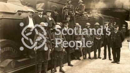 Soldiers at Galashiels Station, c 1916 Soldiers at Galashiels Station, c 1916