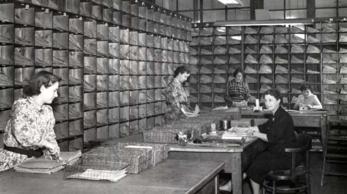Filing room at Carron Company offices, 20th century