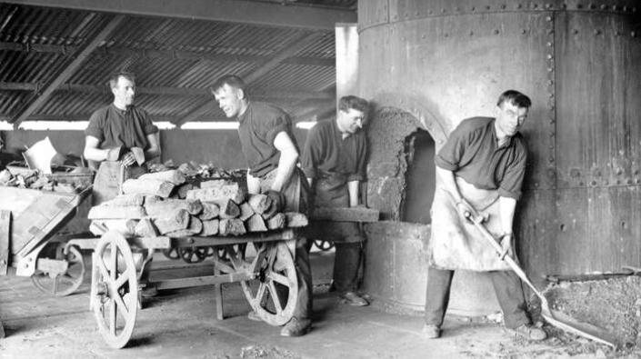 Loading furnace at Carron Works, 20th century