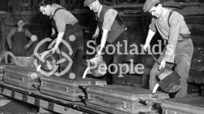 Filling moulds at Carron Works, 20th century Filling moulds at Carron Works, 20th century