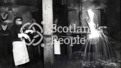 Workmen filling ladle at Carron Works, 20th century Workmen filling ladle at Carron Works, 20th century