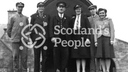 Railway staff on front footplate of locomotive, 1943 Railway staff on front footplate of locomotive, 1943