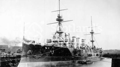 HMS Terrible, view of the port side from the bow end, 1895 HMS Terrible, view of the port side from the bow end, 1895