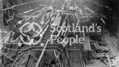 HMS Jupiter, view of the keel under construction 1894 HMS Jupiter, view of the keel under construction 1894