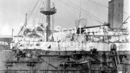 HMS Jupiter, view of the port-side from the bridge to the first funnel, 1895 HMS Jupiter, view of the port-side from the bridge to the first funnel, 1895