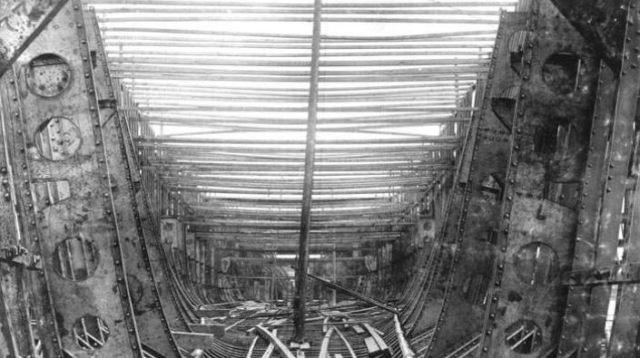 Hull of the SS City of New York under construction 1888