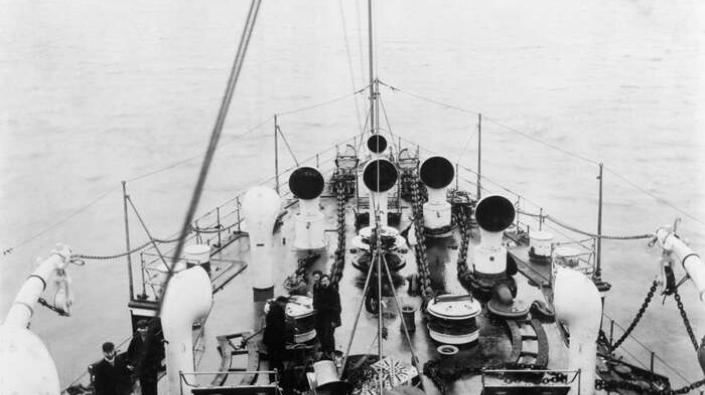 View over the bow of HMS Ramillies, 1892