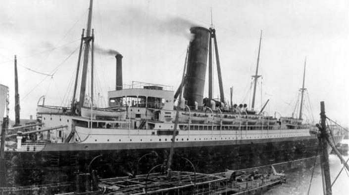 Cunard Line ocean liner RMS Saxonia (1), 1899 port side