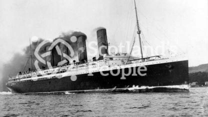 RMS Lusitania on sea trials in the Firth of Clyde, 1907 RMS Lusitania on sea trials in the Firth of Clyde, 1907