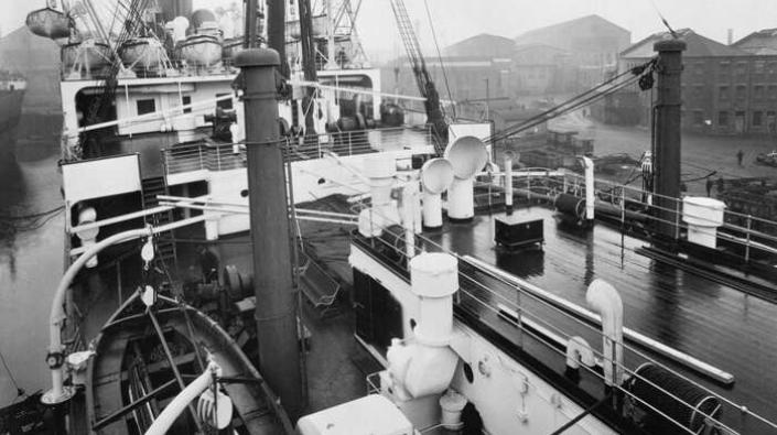 A and B Decks aft from the Docking Bridge on the Canadian Pacific Line liners SS Montcalm & SS Montclare
