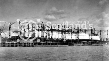 The Canadian Pacific Line ocean liner the RMS Empress of Britain on stocks The Canadian Pacific Line ocean liner the RMS Empress of Britain on stocks